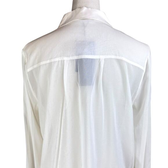 Rachel Zoe NWT Silk Off-White Sheer Long Sleeve Button Up Career Designer Blouse - Picture 9 of 13